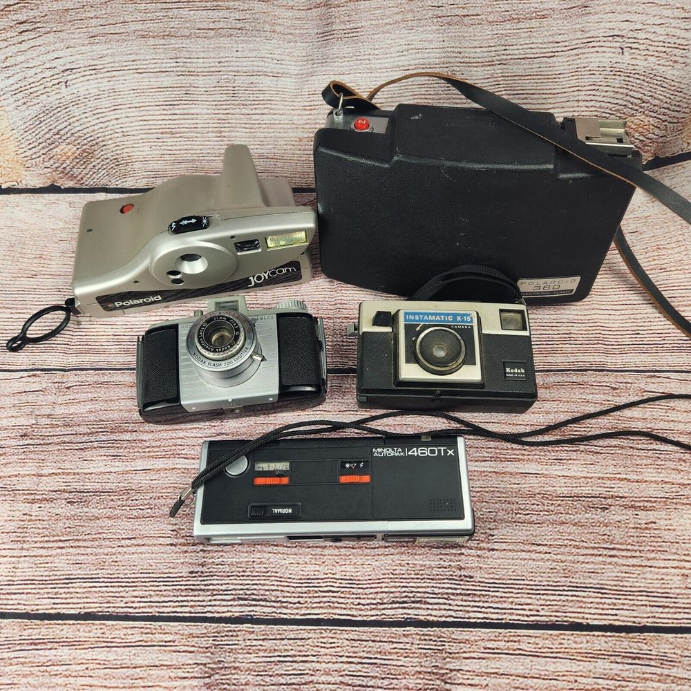 Lot Of 5 Vintage Cameras Polaroid Joycam Land Camera Kodak Minolta Autopak...